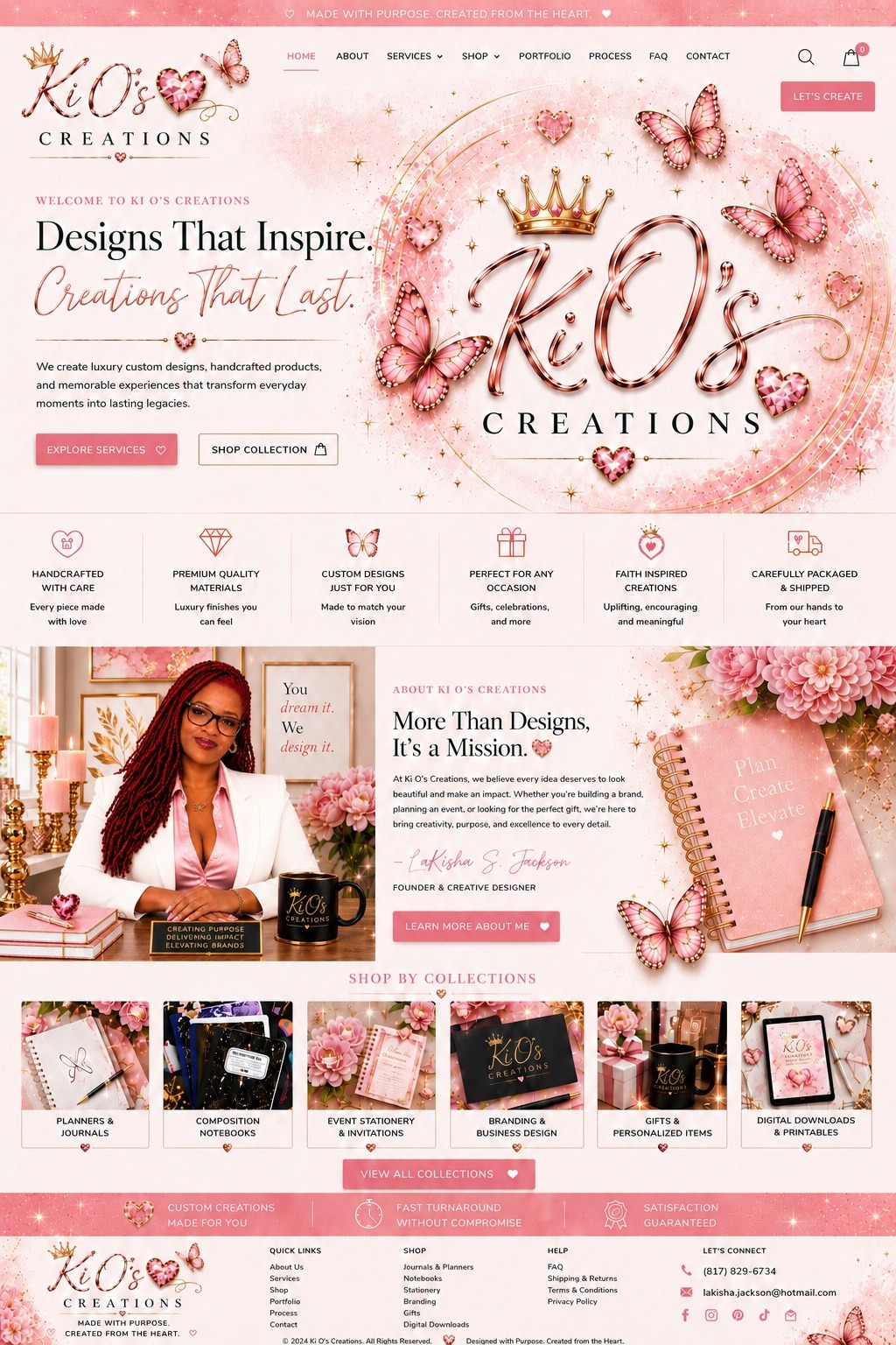 Ki O's Creations homepage design